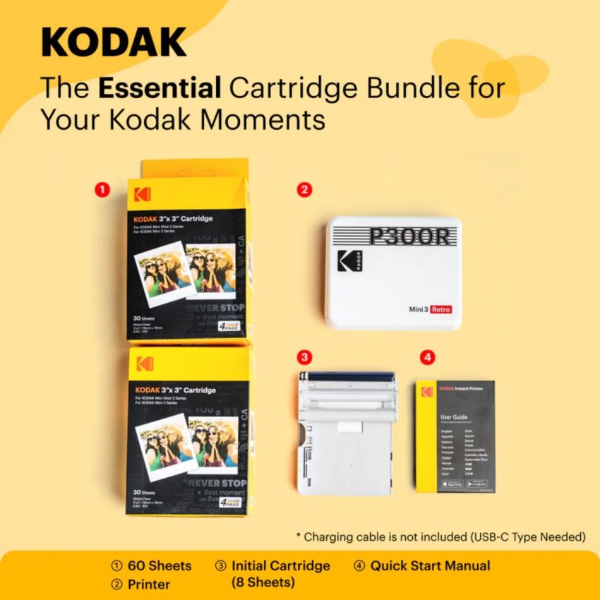 Kodak P300R Mini 3 Retro Printer Bundle